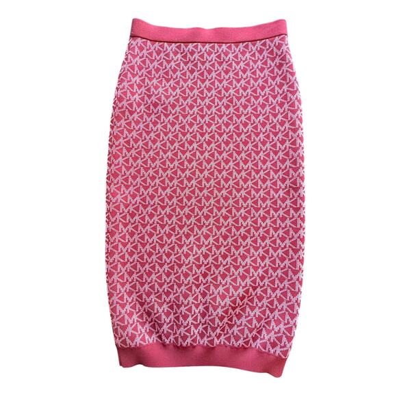 MICHAEL Michael Kors XS NWOT MK Logo Jacquard Merlot Pencil Skirt Sporty Chic - Picture 1 of 11